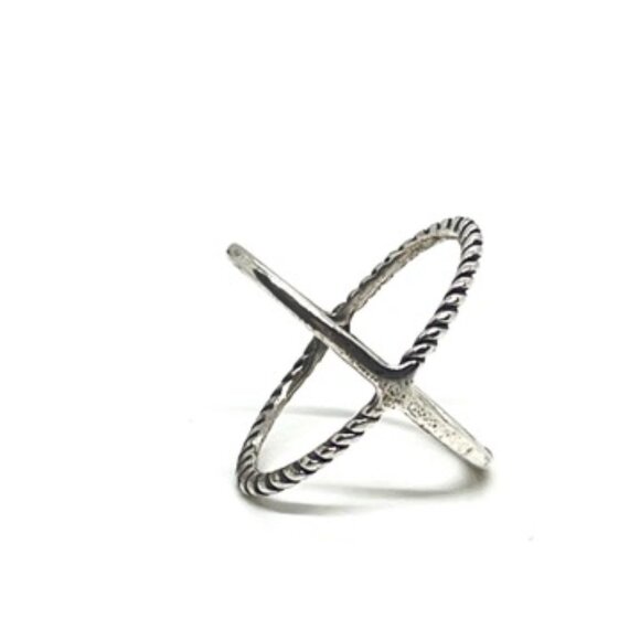 CAROLYN POLLACK RELIOS STERLING SILVER TWIST X RING SIZE 5.5 SIGNED 925 - Picture 3 of 16